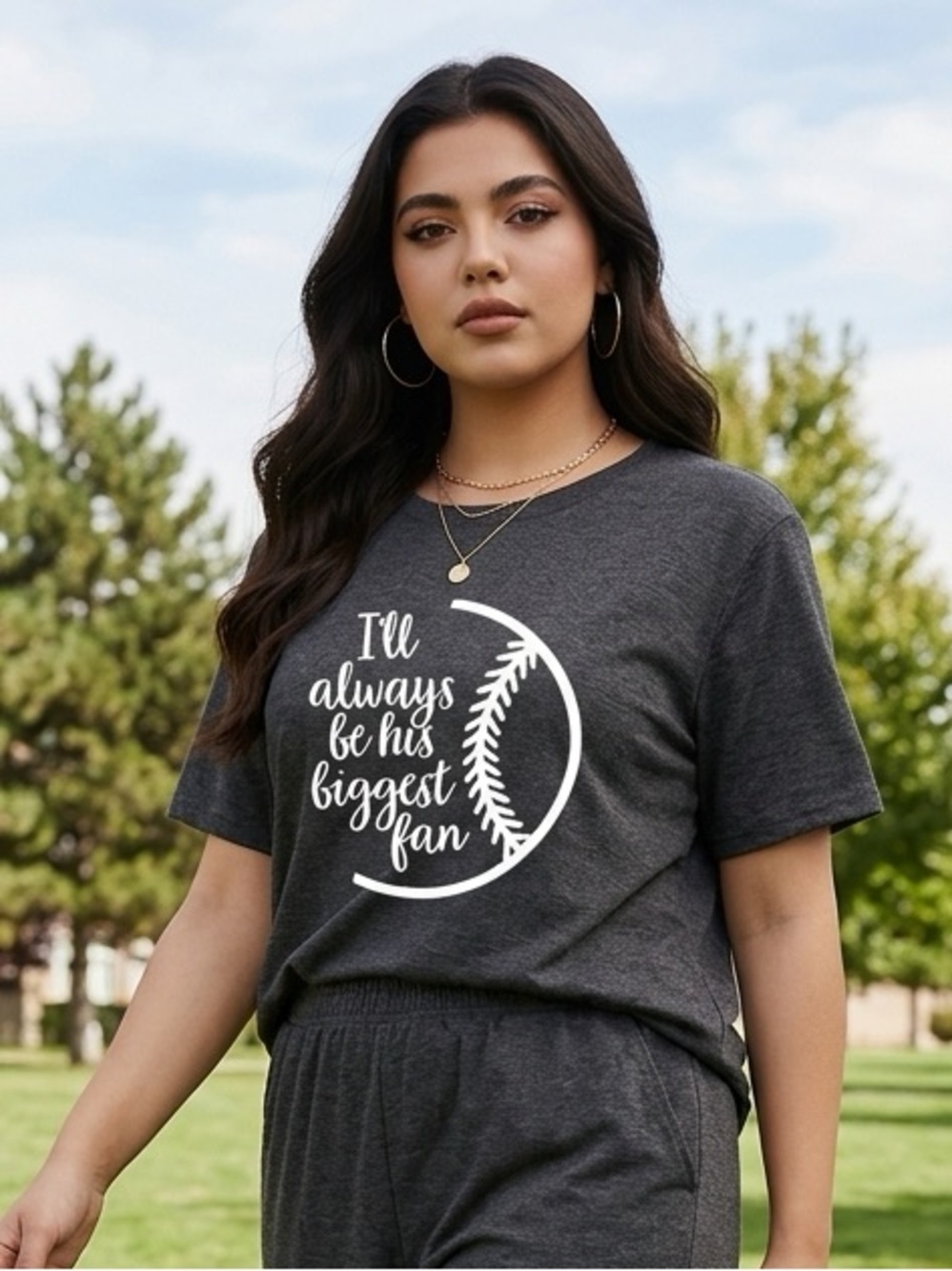 NWT Plus Size Black Short Sleeve Tee Shirt Top Biggest Baseball Fan -Size 22